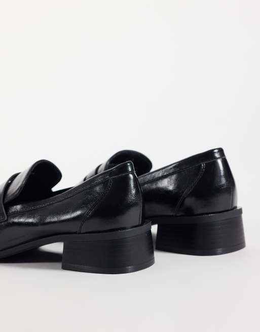 ASOS DESIGN Marisol ruched round toe heeled loafers in black, 3 of 4
