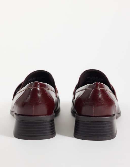 ASOS DESIGN Marisol ruched round toe heeled loafers in burgundy, 2 of 4