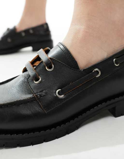 ASOS DESIGN – Maritime – Czarne skórzane buty żeglarskie, 3 z 4