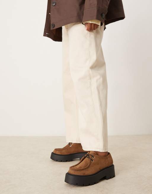 ASOS DESIGN – Marley – Gråbruna, platta skor i mockaimitation med snörning, 4 av 4
