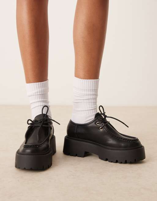 ASOS DESIGN Marley lace up flat shoe in black