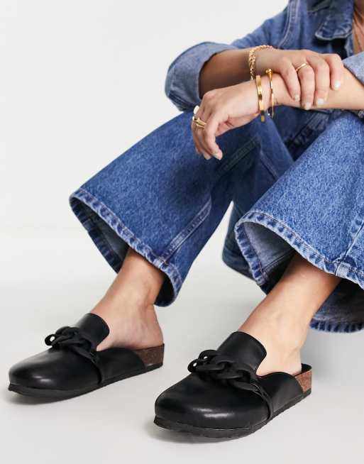 ASOS DESIGN - Marlon - Flade mules med kæde i sort
