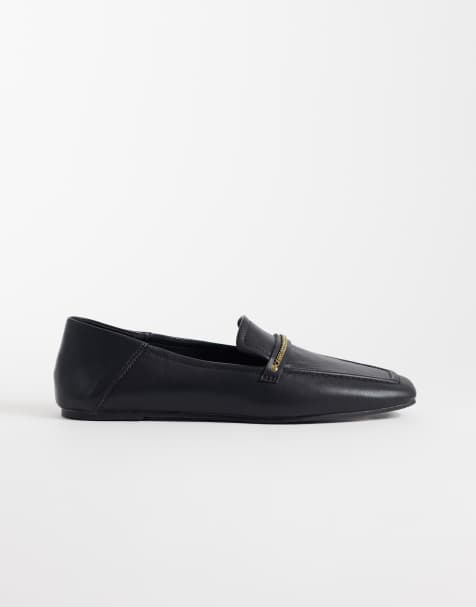 ASOS DESIGN Marlon slim chain loafers in black - view 1