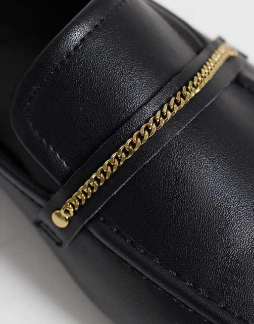 ASOS DESIGN Marlon slim chain loafers in black, 3 of 4