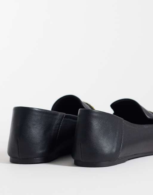 ASOS DESIGN Marlon slim chain loafers in black, 4 of 4