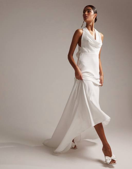 Asos white satin dress best sale