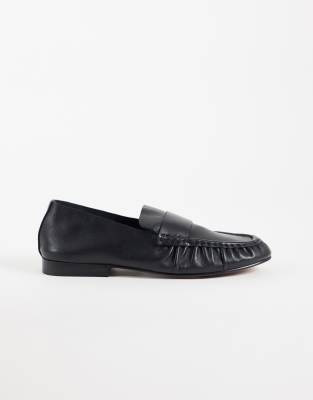 Asos Design Marlowe Softie Ruched Loafers In Black