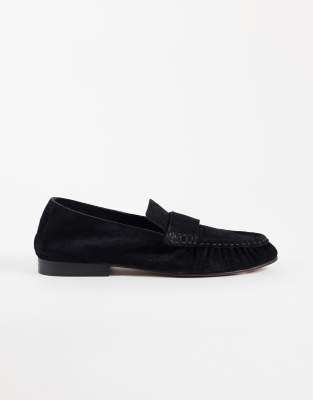 Asos Design Marlowe Softie Ruched Loafers In Black