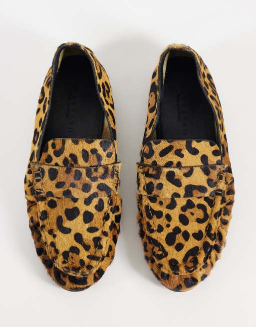 ASOS DESIGN Marlowe softie ruched loafers in leopard hair on real leather, 2 of 4