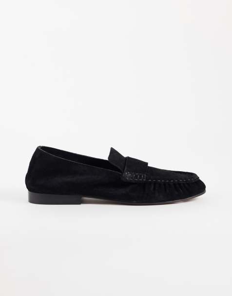 ASOS DESIGN Marlowe zachte loafers met plooien in zwart suède - view 1