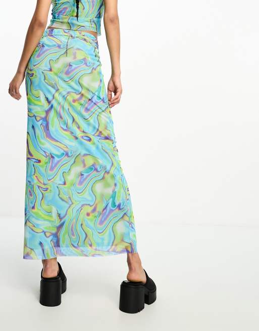 ASOS DESIGN – Marmormönstrad maxikjol för festivalen, del av set, 4 av 4