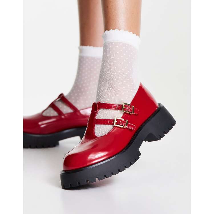 Red platform mary sales jane shoes