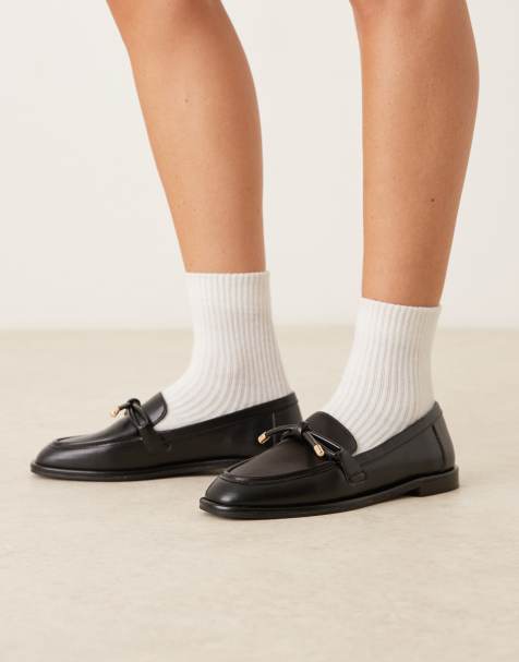 ASOS DESIGN Marquise bow detail loafers in black - view 1