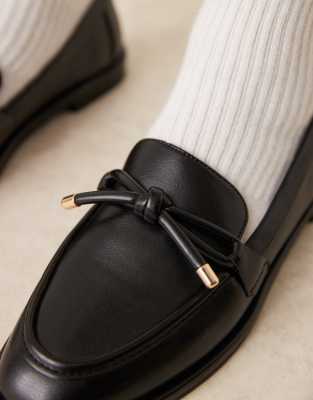 Asos Design Marquise Bow Detail Loafers In Brown