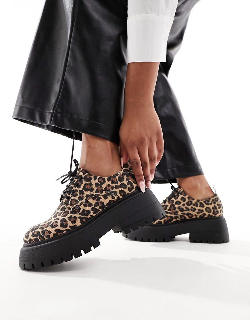 Asos Design Mars Lace Up Loafers In Leopard-multi