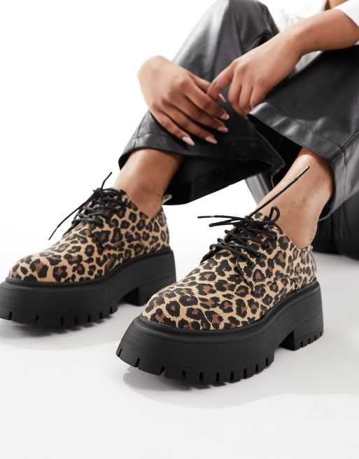 ASOS DESIGN Mars lace up loafers in leopard