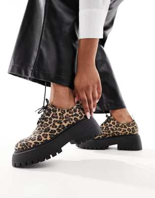 ASOS DESIGN - Mars - Loafer zum Schnüren mit Leopardenmuster-Bunt