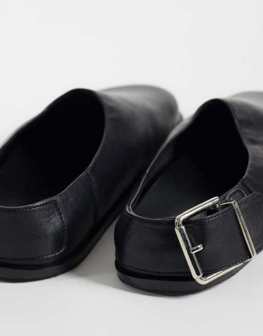 ASOS DESIGN Marshall leather flat mules in black, 4 of 4