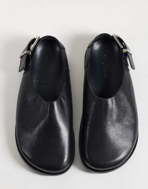 ASOS DESIGN Marshall real leather flat mules in black, 2 of 4