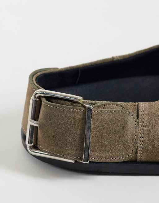 ASOS DESIGN Marshall real suede flat mules in taupe, 3 of 4