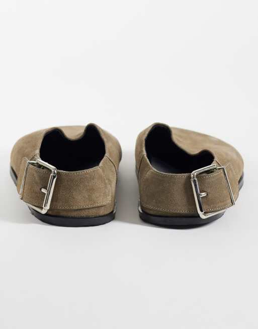 ASOS DESIGN Marshall real suede flat mules in taupe, 4 of 4