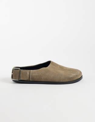 Asos Design Marshall Suede Flat Mules In Brown
