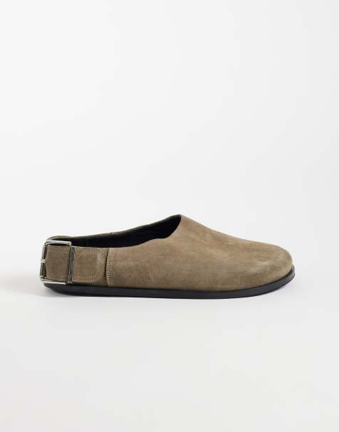 ASOS DESIGN Marshall suede flat mules in taupe - view 1