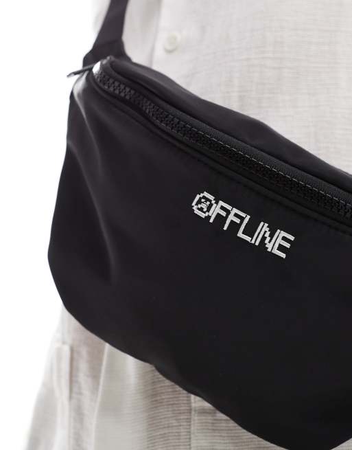 ASOS DESIGN - Marsupio nero con scritta “Offline” ricamata , 2 di 4