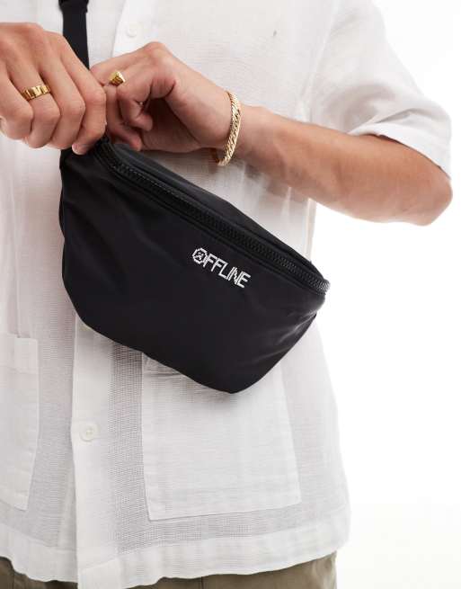 ASOS DESIGN Marsupio nero con scritta Offline ricamata ASOS