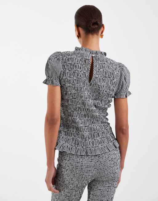 ASOS DESIGN – Marszczony top z falbanką i wzorem w kratkę vichy, 3 z 4