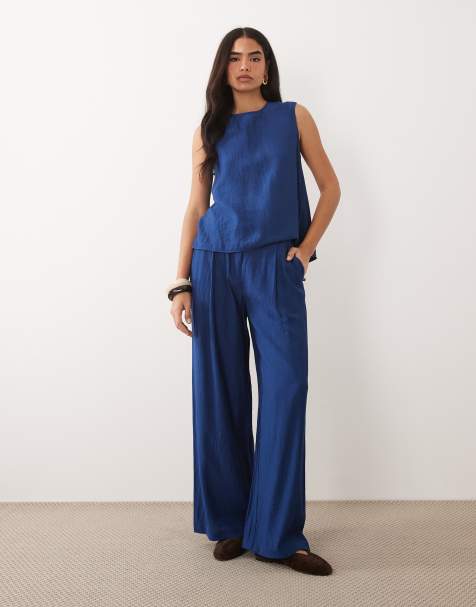 ASOS DESIGN marszczony zestaw z męskimi spodniami w granatowym kolorze - view 1
