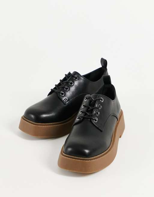 ASOS DESIGN - Martial - Scarpe basse stringate con suola spessa colore nero