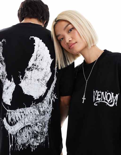 ASOS DESIGN – Marvel – Czarny T-shirt unisex z dużym nadrukiem Venom, 3 z 4