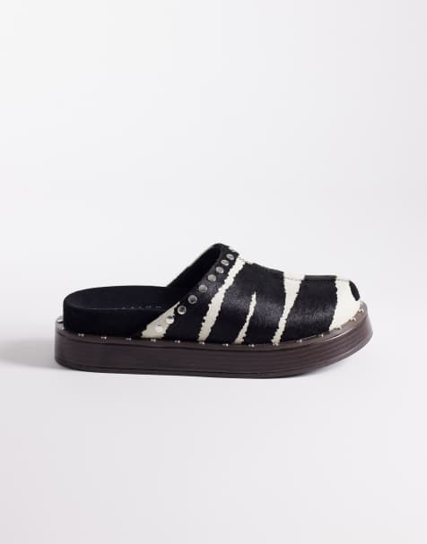 ASOS DESIGN - Marvel - Mules cloutées en cuir véritable de qualité supérieure à zébrures - view 1