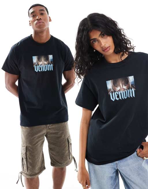 ASOS DESIGN - Marvel - Oversized uniseks T-shirt met grafische 'Venom' print in zwart, 2 van 4