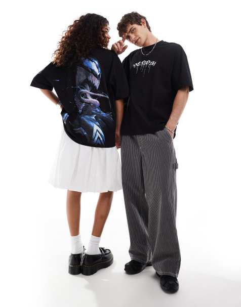 ASOS DESIGN – Marvel – Svart t-shirt i oversize och unisex-modell med Venom-tryck - view 1