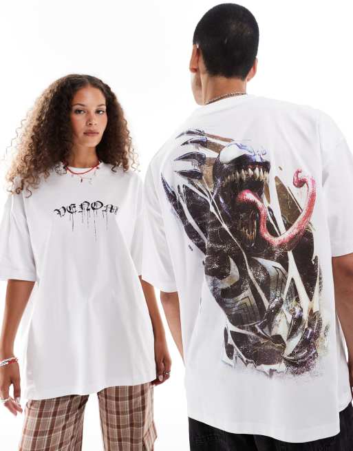 ASOS DESIGN Marvel Unisex T Shirt in WeiB mit Oversize Schnitt und Venom Grafikprints ASOS