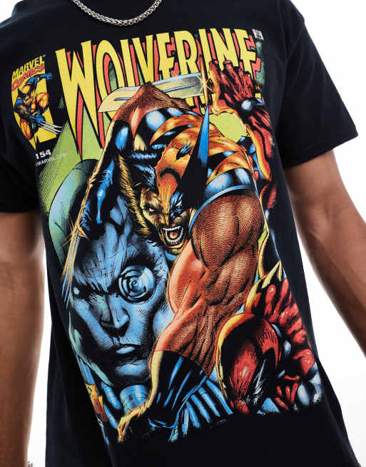 ASOS DESIGN Marvel unisex t shirt with Wolverine comic front print in black