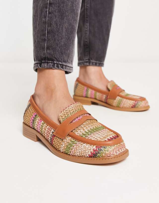 ASOS DESIGN Marvellous flat loafers in multi crochet