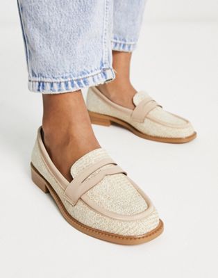 ASOS DESIGN Marvellous flat loafers in natural fabrication