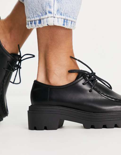 Black flat lace up shoes womens online