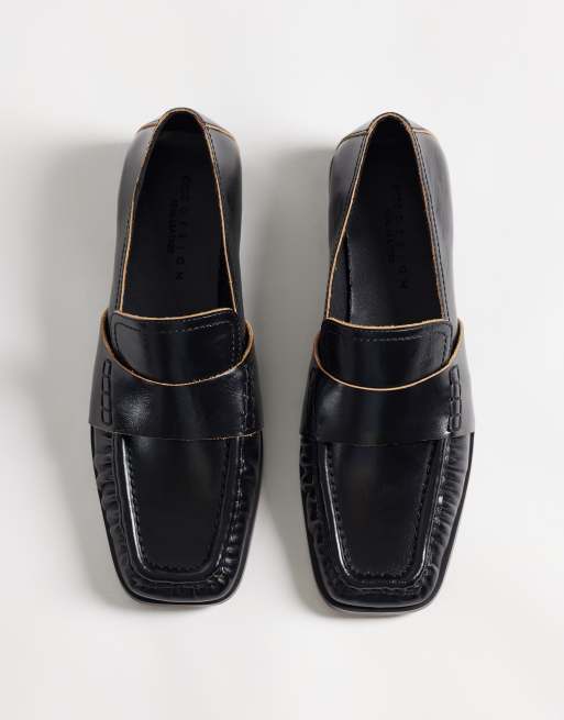 ASOS DESIGN Marvin loafers med fyrkantig tå i svart läder, 2 av 4