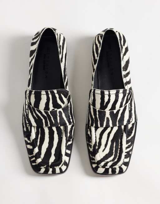 ASOS DESIGN Marvin mocassins à bout carré en poil de zèbre sur cuir véritable, 2 de 4