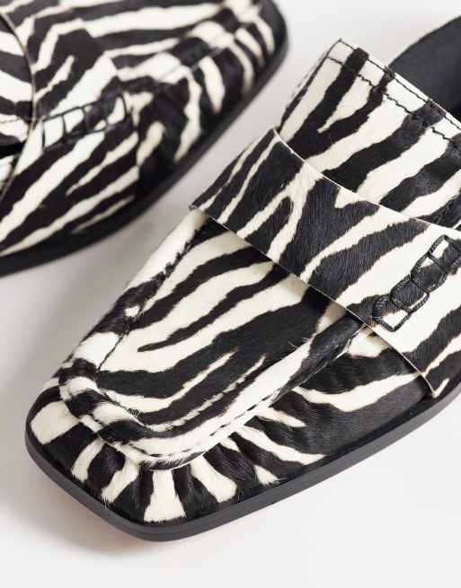 ASOS DESIGN Marvin mocassins à bout carré en poil de zèbre sur cuir véritable, 3 de 4