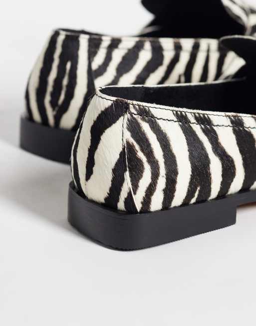 ASOS DESIGN Marvin mocassins à bout carré en poil de zèbre sur cuir véritable, 4 de 4