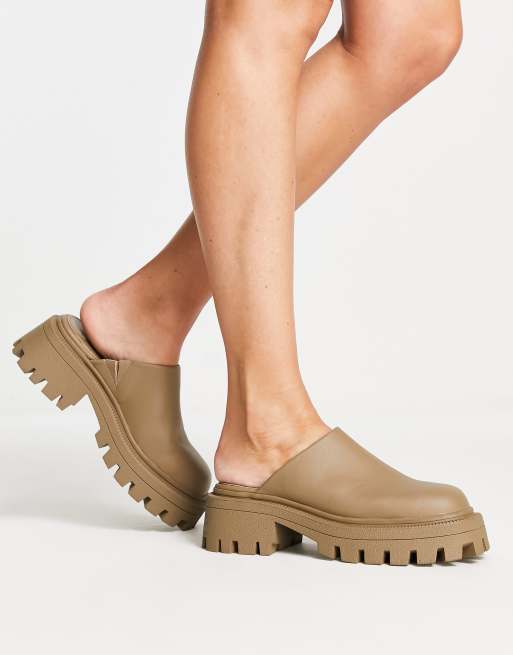 ASOS DESIGN - Marvin - Platte muiltjes met dikke zool in kaki