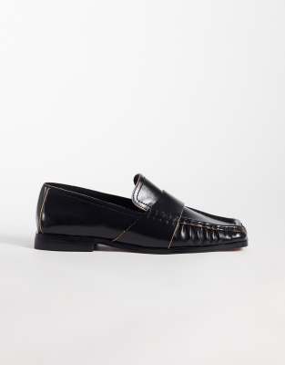 Asos Design Marvin Square Toe Clean Loafers In Black