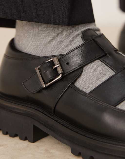 ASOS DESIGN mary jane in black leather with cleated sole, 3 of 4