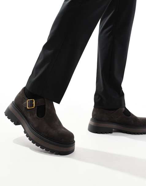 ASOS DESIGN mary jane shoe in brown with buckle - view 1