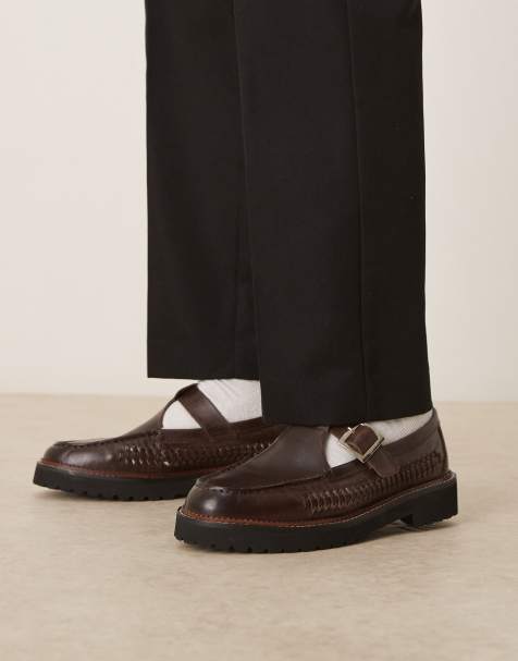 ASOS DESIGN mary jane shoes in brown leather - view 1